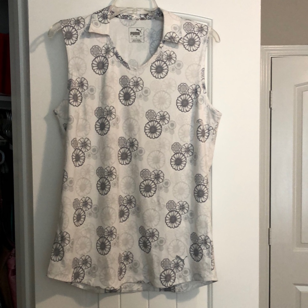 Puma Large floral grey white collar sleeveles tank